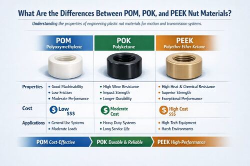 Laatste bedrijfsblogs Welk moermateriaal moet ik kiezen: POM, POK of PEEK